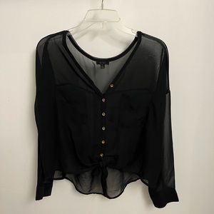 MINE Black Sheer Button-down